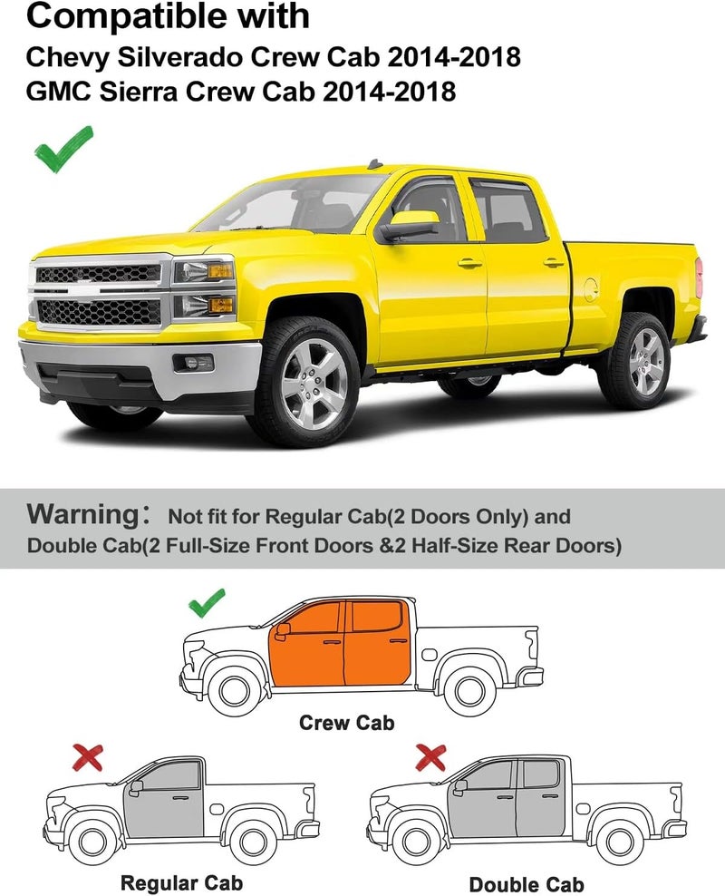Deejecsun in-Channel Window Rain Guards Fit for Chevrolet(Chevy) Silverado/GMC Sierra 2014-2018 Crew Cab Rain Guards Extra Durable Window Deflectors Visors Vent Visors Vent Shades Truck Accessories - Image 3